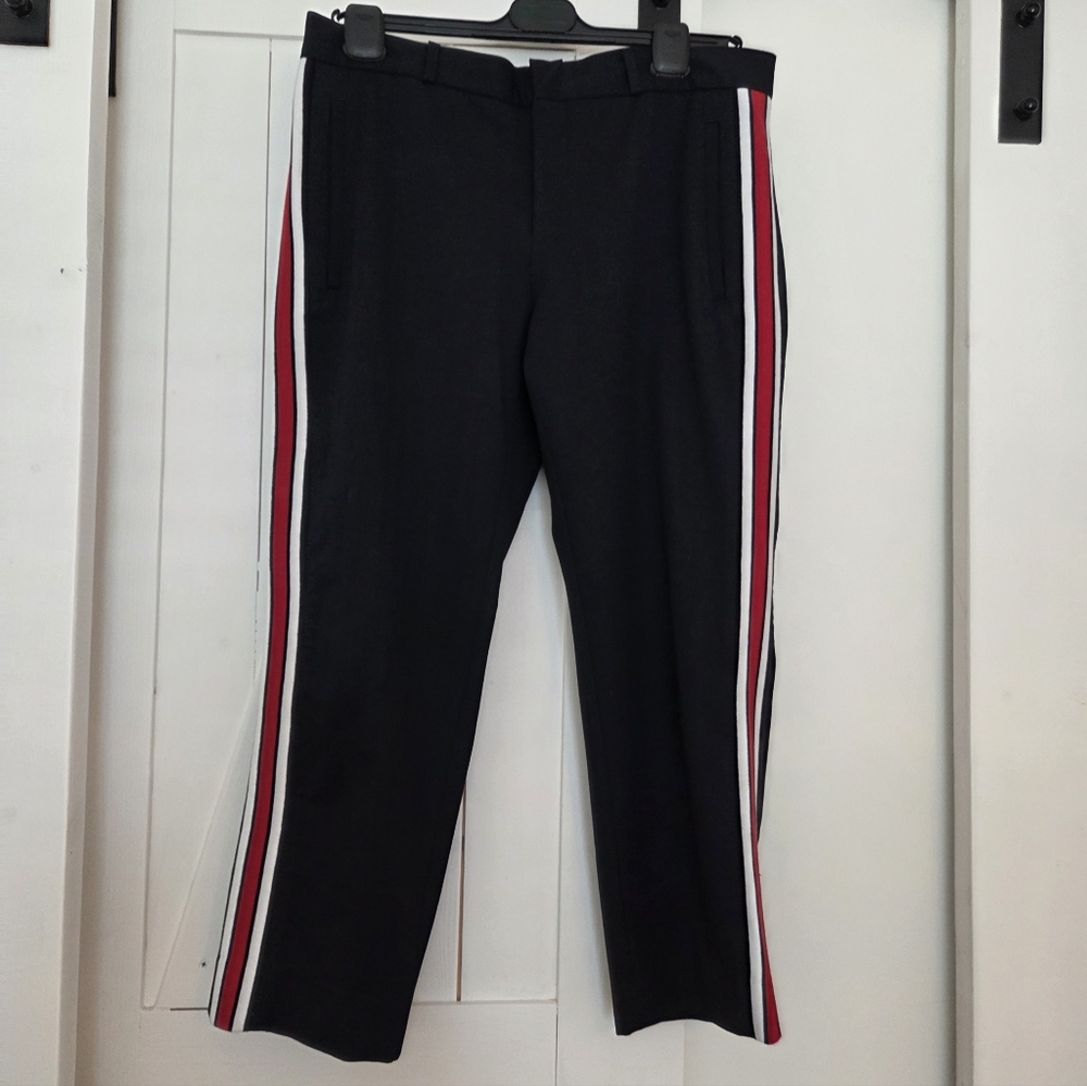 Banana Republic Navy Blue Avery Straight-Fit Side-Stripe Ankle Pant (8S)
